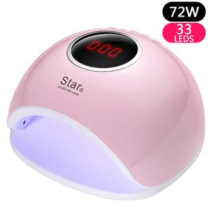 Nail Dryers Star 5 Profession 72W UV LED Nail Lamp Nail Gel Dryer For Double Light Drying Gel Polish Nail Lampe Smart Manicure Tool 230619