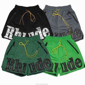 Designer Short Fashion Casual Clothing Beach Shorts Rhude Collar Embroidery Mens Womens Shorts Summer Loose Breathable Mesh Sweatpants High Street 2024