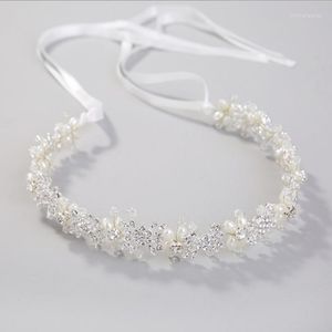 Haarspangen Mädchen weiße Perle Kristall Braut Haarbänder Tiaras Hochzeit Krone Stirnband für Braut Schmuck Accessoires tragen