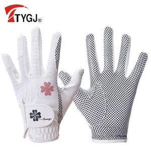 Golf Bags TTYGJ Women's Gloves PU Leather Left and Right Hands 1 Pair of Anti Slip Particles with Breathable Outdoor Sports 230619