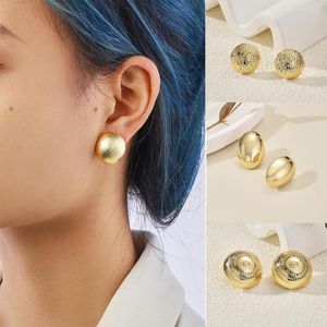 Hoopörhängen 2023 Fin Heavy Duty Gold Plated Stud Punk Alloy Polished Earring Hoops Geometric Frosted Craft Jewellery