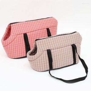 Dog Car Seat Covers Plaid Pets Carrier For Cats Carrying Bag Dogs Backpack Portable Handbag Travel Outdoor Plush Bed Puppy Accessories