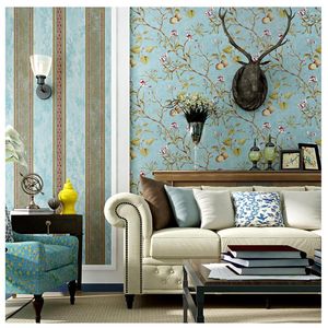 Wallpapers American Country Pastoral Wallpaper Retro Ab Version Apple Tree Flowers And Birds Bedroom Living Room Tv Background