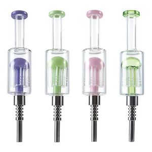 Mini Smoking Pipe Nectar Collector Kits Hookahs Concentrate Straw 14mm NC Kit With Titanium Nail Dab Straws Portable Dab Rigs Small Bongs