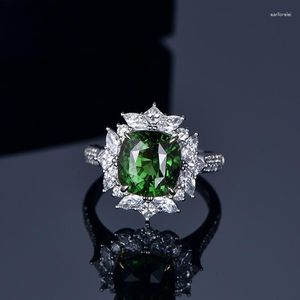 Cluster Rings Style Princess Square Imitation Emerald Tourmaline Open Ring Female