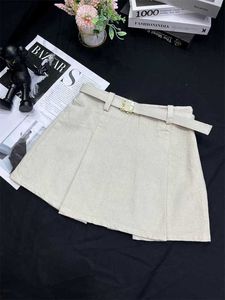 Skirts Designer Summer New Celebrity Style Fashion High Waist A-line Belt Short Denim Half Skirt Women TGP2