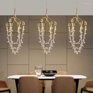 Chandeliers Pendant Lights Copper Crystal Gold Luster Lighting Designer Hanging Lamps For Villa Lobby Bar Bedroom Romantic Decor