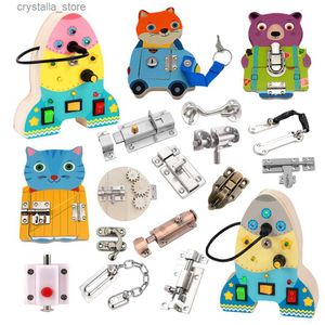 Baby Busy Board Accessories Montessori DIY Wooden Door Lock Latch Educational Toys Learning Basic Motor Skills Busy Board Parts L230518