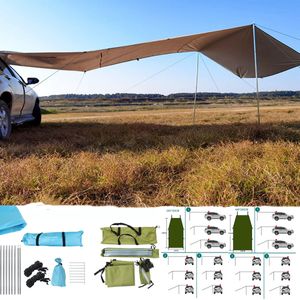 Tält och skyddsrum Portable Car Shelter Shade Camping Side tak tält Antiuv Sunshade Waterproof Awning Parasol Rain Canopy för SUV 230617