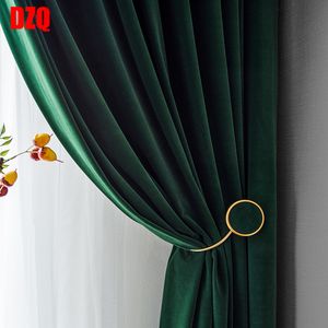 Cortina Moda Verde Escuro Veludo Blackout Cortinas de Luxo para Sala de Estar Quarto Janela Cortinas Painel Decoração Cor Sólida Engrossar 230619