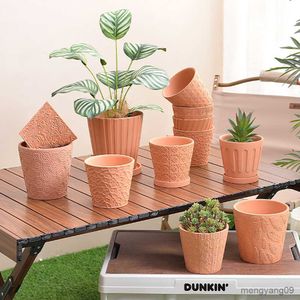 Planters Pots Ceramic Flowerpot Succulent Flower Plant Pot Simple Style Terracotta Clay Basin Breathable Drain Hole with Tray R230620