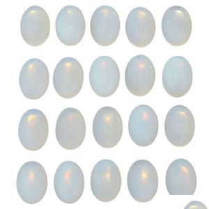 Loose Gemstones Opalite Oval Flat Back Gemstone Cabochons Healing Chakra Crystal Stone Opal Bead Cab Ers No Hole For Jewelry Dhhu9