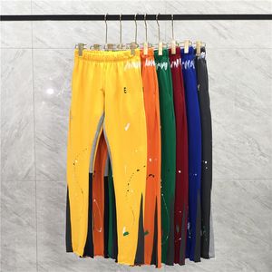 23ss Autumn Winter USA Painting Patchwork Cotton Pants Trousers Graffiti Bell Bottoms Casual Flare Drawstring Sweatpants Men Jogger Slim Fit