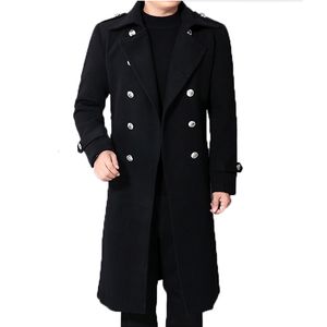 Trench Coats Masculino Casaco Longo Empoeirado Masculino Inverno Quente Casaco de Lã Masculino Seios Duplos Slim Jaquetas Casuais Sólido Business Outwear 230620