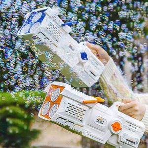 Sand Play Water Fun Holes Gun Electric Automatic Rocket Soap Machine Kid Outdoor Wedding Party Toy LED Light Children Gifts R230620