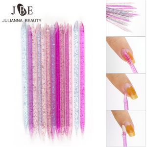 Dotting Tools 500Pcs Dualend Cuticle Pusher Crystal Sticks Colorful Dead Skin Remover Sticker Picker Manicure Care Clean 230619