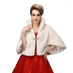 Sciarpe Moda Sposa Cappotto piccolo Mantello invernale Taglie grandi Indumento sciolto Scialle da donna in pelliccia sintetica