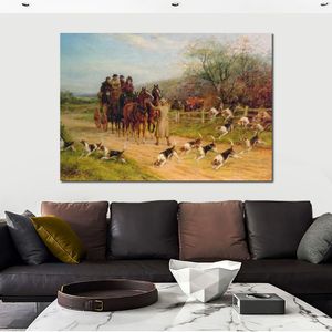 Paisagens realistas Arte em tela Hounds First Gentlemen Hounds First Heywood Hardy Painting High Quality Handmade Home Decor