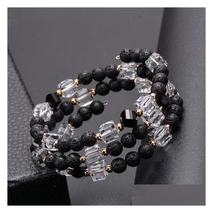 Presente perfeito com miçangas para a pessoa que você ama, pulseira de cristal quadrado natural, pedra lava, mulheres e homens, drop delivery J Dhurd