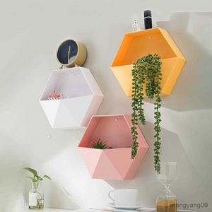 Planters Pots Pot Garden Basket Wall Flowerpot DIY Decorative Creative Wall Hanging Flower Geometric Hexagon for Home R230620