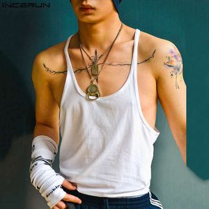 Men's Tank Tops INCERUN Tops Korean Style Men Thin Belt Solid Casual Running Sport Waistcoat Handsome Male Racerback Sleeveless Vests S-5XL 230620