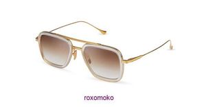 Topp original grossistdita solglasögon onlinebutik Dita flygning 006 Luxury Premium Designer Solglasögon Clear Gold Color Brown Lens