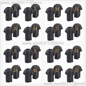 Maglie da baseball All-Star 2022 99 Aaron Judge 11 Rafael Devers 7 Tim Anderson 25 Byron Buxton 27 Mike Trout Giancarlo Stanton Vladimir Guerrero Jr. 17 Shohei Ohtani