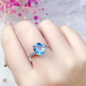 Cluster Rings Leechee Blue Topaz Ring 8 10mm Gemstone Fine Jewelry For Women Gift Daily Wear Real 925 Solid Sterling Silve Free Ship