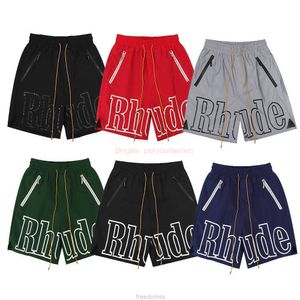 디자이너 짧은 패션 캐주얼 의류 해변 반바지 Rhude 클래식 편지 인쇄 반바지 American Street High Street Looke Basketball Pants Mens Womens Pants Trend