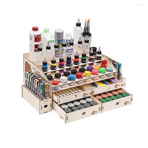 Nagelkonstsatser Ophir Wood Acrylic Paints Rack med Mark Pen Storage MG062