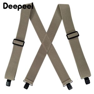 Outros Acessórios de Moda Deepeel 1pc 5120cm Adulto Homens 4 Clipes Suspensórios Grande Forte Stretch X Costas Masculino Jockstrap Elástico Ajustável Suspensório de Trabalho 230619