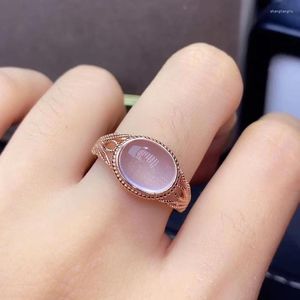 Cluster-Ringe Das Geschenk für Ihre Mutter Rosenquarz-Ring aus natürlichem und echtem 925er-Sterlingsilber