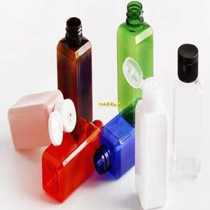 Klassische 50 ml (1 2/3 OZ) sortierte Farbe, nachfüllende Plastik-PET-Flasche, quadratische Probenflaschen mit einfachem Klappdeckel, Großhandel