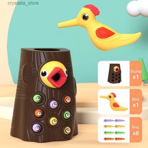 Magnetic Woodpecker Catching Worms Feeding Game Fine Motor Skill Preschool Baby Toys Montessori Toys For 2 3 Year Girls Boy Gift L230518