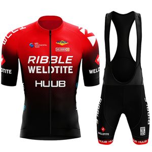 Cykeltröja set Huub Bike Set Mens Summer Short Sleeve Mountain Uniform Ropa Ciclismo Maillot Clothing Suit 230620