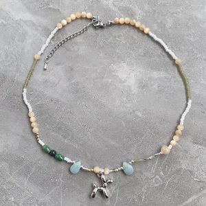 Anhänger Halsketten Naturstein Perlenkette Ballon Welpe Für Frauen Halsband Kette Modeschmuck Geschenk