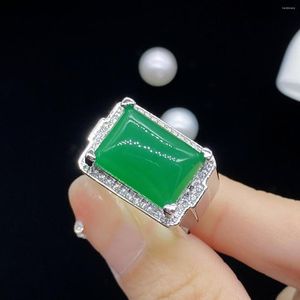 Cluster Rings Online Celebrity Live Broadcast Vendendo Imitation Natural Seed Chalcedony Opening Men's Ring