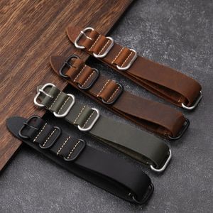 Watch Bands Top Layer Cowhide Retro Handmade Crazy Horse Leather High Quality Watch Band 18mm 20mm 22mm 24mm 26mm Black Brown Green Strap 230619