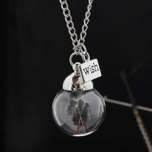 Pendant Necklaces Glass Bottle Necklace Natural Dandelion Seed In Long Make A Wish Bead Jewelry For FriendsPendant