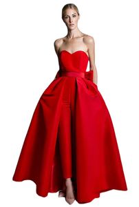 Projektant Setwell Krikor Jabotian Red Jumpsuits Suknie wieczorowe z odłączoną spódnicą Sweetheart Suknie balowe spodnie dla kobiet wykonane na zamówienie