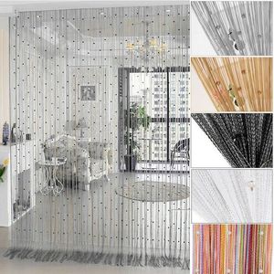 Curtain 100200cm Crystal Beads Tassel Silk String Bead Door Divider Drape Sheer Panel Curtains Living Room Decor Valance 230619