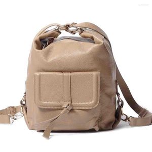 أكياس المدرسة MS Retro Style Women Backpack Fashion Korea Large Counter Counter Pack Frist Layer Book 2023