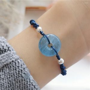 Charm-Armbänder, Friedensschnalle, handgewebt für Frauen, meerblauer Kristall, DNA-Spirale, Handseil, süße romantische Accessoires im chinesischen Stil