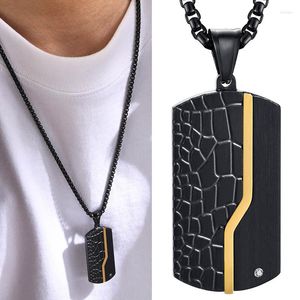 Chains Fashion Black Crack Stainless Steel Dog Tag Pendant Necklace For Men Male Geometric Trend Rock Punk Hiphop Jewelry Gift To Him