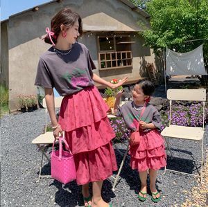 Família combinando roupas mãe filha roupas meninas conjunto de saia senhoras 2 peça top e mamãe eu roupa pais criança conjuntos de roupas 230619