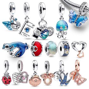 2023 Ny sommar 925 Sterling Silver Crab Jellyfish Charms för original Pandora Armband Halsband Butterfly Pendant Travel Gratis frakt