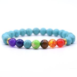 Beaded Bracelets Fashion Colorf Strands 8Mm Natural Stone 7 Chakras Tiger Eye Energy Yoga Beading Bracelet Jewelry For Men W Dhawv