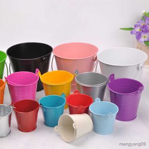 Planters POTS Mini Colorful Metal Bucket Garden Succulent Planting Flower Pot Wedding Birthday Party Decoration Small Iron Candy Box Flowerpot R230620