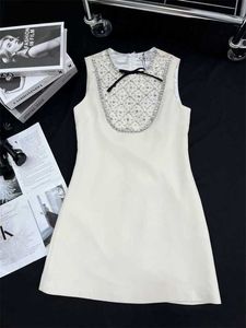 Basic & Casual Dresses Designer Summer New Diamonds Crystal Sequins Decorative Bow Sleeveless Tank Top Dress Women's I22I