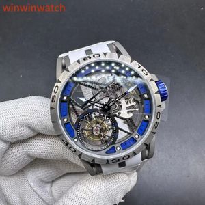 Riktigt Tourbillon Titanium Case gummiband Herrklocka